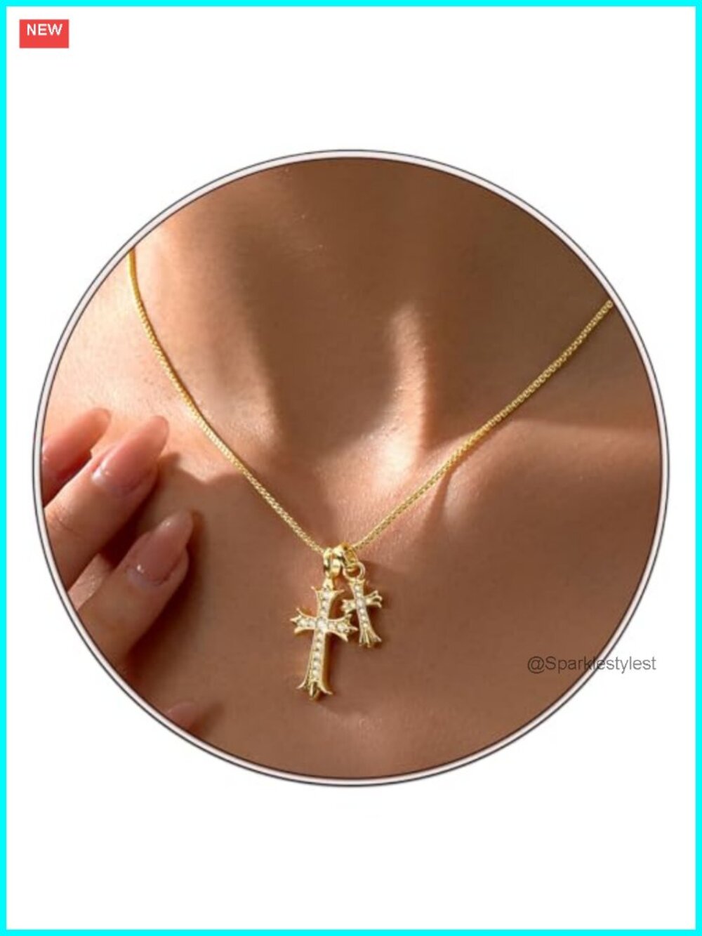14K Gold Plated Cross Necklace Dainty Chain Crucifix